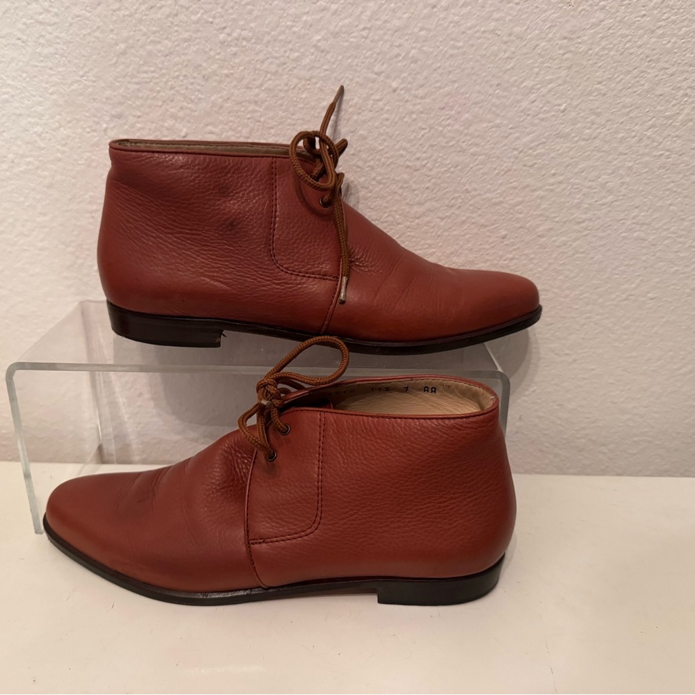 SALVATORE FERRAGAMO ANKLE BOOTS BROWN MADE IN ITALY 7AA